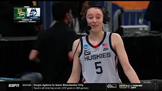 Sideline interview of Paige Bueckers and Geno Auriemma