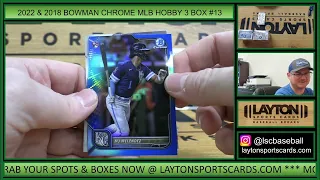 2022 & 2018 Bowman Chrome Baseball Hobby 3 Box Mixer #13