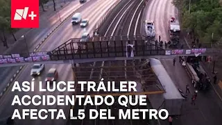 Línea 5 del Metro CDMX: Dron capta imágenes de tráiler accidentado - Las Noticias