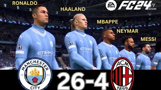 WHAT HAPPEN IF MESSI, RONALDO, MBAPPE, NEYMAR, PLAY TOGETHER ON MANCHESTER CITY VS AC MILAN
