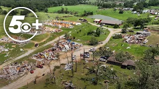 Drone footage captures devastation in Decatur, Arkansas after deadly tornado