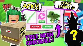 GOING *AFK* as a BOX for 24 HOURS CHALLENGE to get *FREE PETS* in Adopt Me Roblox! *surprise ending*