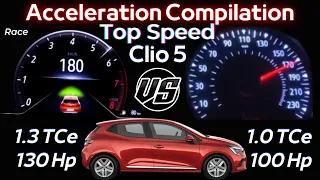 Renault Clio 5 (2023 Acceleration Compilation)1.3 TCe 130 VS 1.0 TCe 100 Hp X Tronic 0-180 Top Speed