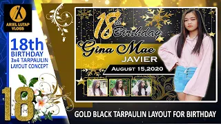 PHOTOSHOP TUTORIAL I HOW TO MAKE DEBUT TARPAULIN GOLD AND BLACK I ARIEL LUTAP