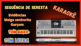 Sequência de seresta - Evidências - Meiga senhorita - Garçom - karaokê - Com letra - Tom baixo 🎹🔊🎵🎶