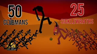 50 Clubmans Vs 25 Sicklewraths Stick War Legacy Mods Epic Battles!