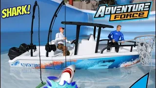 Pretend Play Shark Week Adventure Force Deep Sea Fishing Boat & Truck Toy