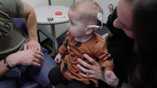 Infant girl hears for first time with cochlear implants from Boston specialty hospital