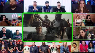 YouTubers React To Grogu Stops Paz Vizsla & Axe Woves Fight | The Mandalorian S3 Ep7 Reaction Mashup