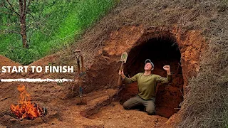 Building a Cave, Primal Shelter | Start to Finish - all Stages of Construction with Alex Bushcraft