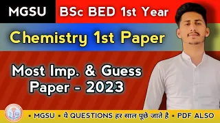 Inorganic Chemistry 1st Paper, Bsc Bed 1st Year, Guess Paper & Most Imp Questions, MGSU, Exam 2023,