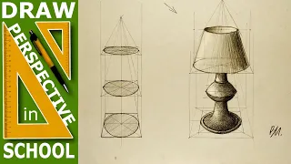 How to draw: Cylindrical object draw - Table lamp and ellipse in perspective