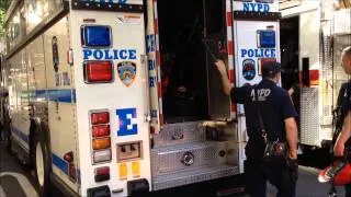 NYPD ESU EMERGENCY SERVICES SQUAD TRUCK 1 ON SCENE OF SCAFFOLDING COLLAPSE ON E. 57TH IN MANHATTAN.