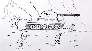 How to draw a tank pen in stages | How to draw a war easily