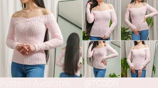 How to Crochet: Off the Shoulder Top | Pattern & Tutorial DIY