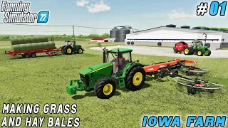 Hay making and wheat harvesting in Iowa | Iowa Plains View | Farming simulator 22 | Timelapse #01