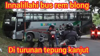 innalillahi bus alami rem blong di turunan menikung kota banjar jawa barat