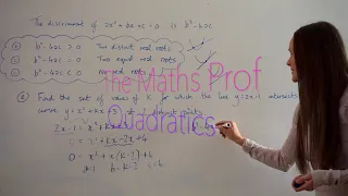 The Maths Prof: Line & Quadratic Curve Intersections
