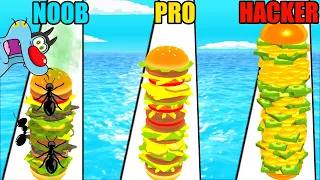 NOOB vs PRO vs HACKER | In Burger Rush | With Oggy And Jack | Rock Indian Gamer |