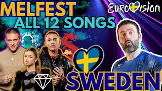 🇸🇪 Melodifestivalen ALL 12 SONGS ANALYSIS & REACTION | Sweden | Eurovision 2024