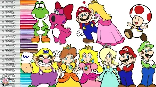 Super Mario Bros Coloring Book Pages Nintendo Mario Luigi Princess Peach Toad Yoshi Wario Birdo