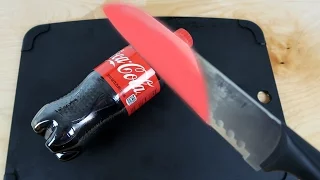 EXPERIMENT Glowing 1000 degree KNIFE VS COCA COLA