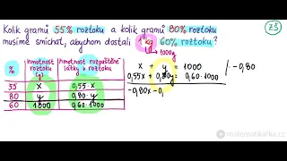 PŘIJÍMAČKY 2021: Slovní úloha o roztocích: Jak správně namíchat dva roztoky o neznámé hmotnosti?