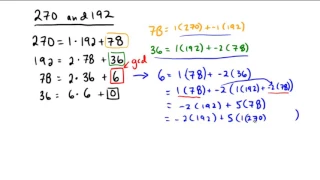 Using Euclidean algorithm to write gcd as linear combination