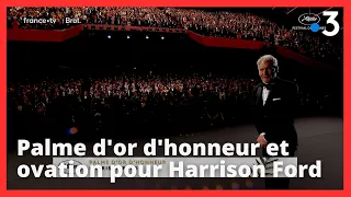 #Cannes2023 : Harrison Ford, très ému par sa palme d'or d'honneur et l'ovation après la projection