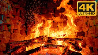 🔥 4K  Warm & Cozy Christmas Fireplace Burning & Crackling Fire Sounds (3 Hours)🔥 Fireplace Ambience