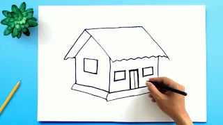 Simple House Drawing ✅ How to Draw a House step by step Easy