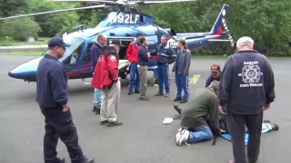 Lifeflight Helicopter landing, patient loading, and takeoff training