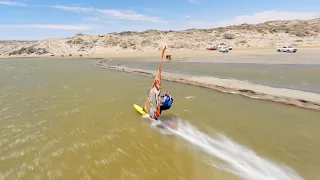 High speed windsurfing with a FPV Drone in Namibia /w Björn Dunkerbeck