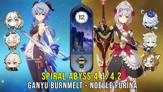 C0 Ganyu Melt Burn and C6 Noelle Furina - Genshin Impact Abyss 4.1 - Floor 12 9 Stars