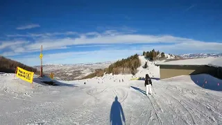 Skiing on a green run in Park City, UT