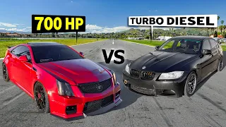 Methanol-Spiked BMW 335d vs 700hp Cadillac CTS-V // THIS vs THAT