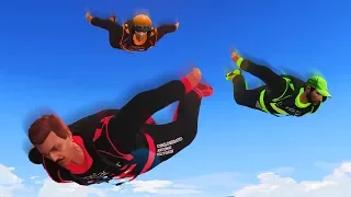 FASTEST SKY DIVING RACE FINISH! (GTA 5 Funny Moments)