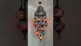 Mosaic Chandelier with 15 Balls TurkishLights.Net