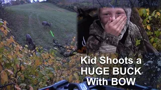 Ohio Kid Shoots A HUGE BUCK With CROSSBOW- PRICELESS REACTION