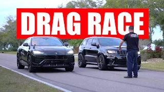 Jeep Trackhawk vs Lamborghini Urus DRAG RACE!!