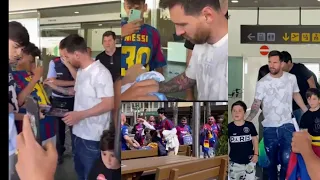 Leo Messi ARRIVES in Barcelona again amid uncertain PSG future, engages with Barcelona fans, Laporta