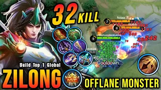 32 Kills!! Monster Offlane Zilong Insane ATK Speed Build - Build Top 1 Global Zilong ~ MLBB