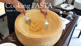 Cooking Pasta Inside a Grana Padano Cheese Wheel in Bangkok