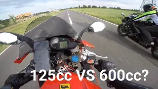 Aprilia rs 125 2t FULL THROTTLE✊ 125cc VS 600cc🏍️??? ANGRY PEOPLE🙅🔨 sound engine 2t