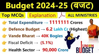 Union Budget 2024-25 | Budget 2024 Current Affairs | बजट 2024 Current Affairs Imp MCQs |