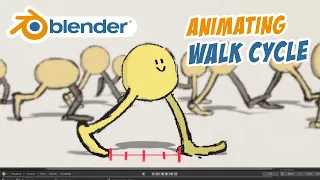 Animating Walk cycle in Grease pencil Blender พากย์ไทย