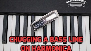 Chugging a bassline over a 12 bar blues (Harmonica Comping)