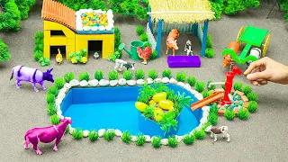 DIY mini Farm Diorama with house for cow, pig | Grow Mango | Mini hand pump to Supply Water Pool #64