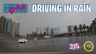 Raining in Dubai 🇦🇪 Al Nahda to Sheikh Zayed Road - Driving in Rain (April 2024)