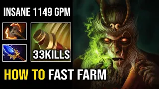 How to Insanely Fast Farming Like a 11K MMR Monkey King God with 1149 GPM and 1 Score Per Min Dota 2